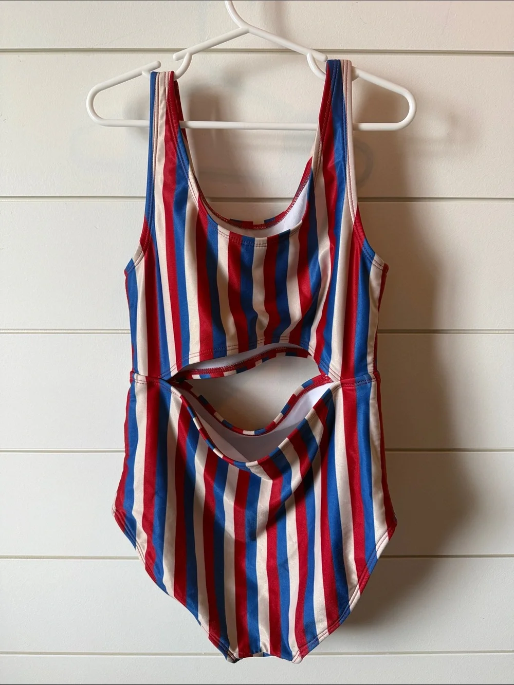 Cat & Jack Red, White & Blue Striped Cutout One-Piece Swimsuit
